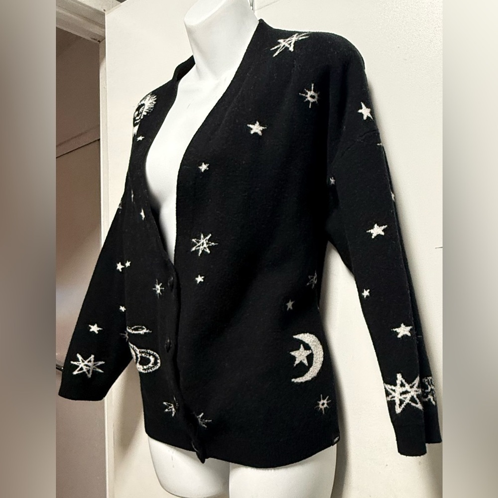 Obey Black Celestial Patterned Cardigan Size L - Picture 2 of 9